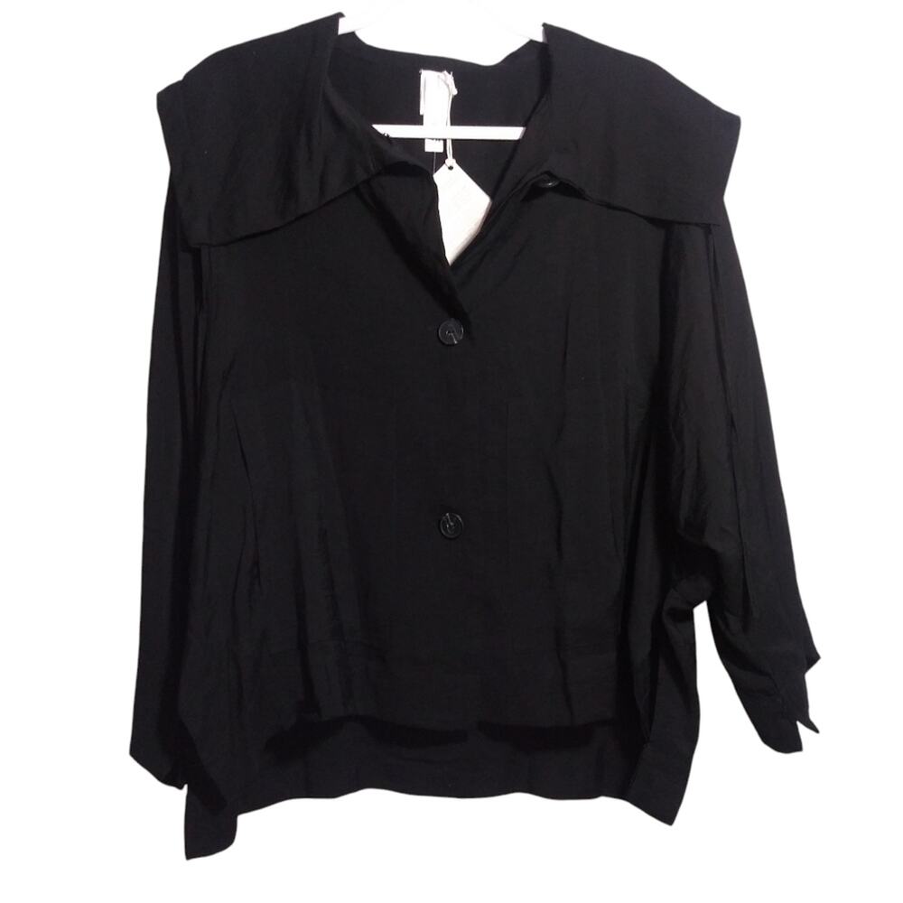 Marla Wynne Layers Black Lagenlook Oversized Topper Jacket Minimalist XS